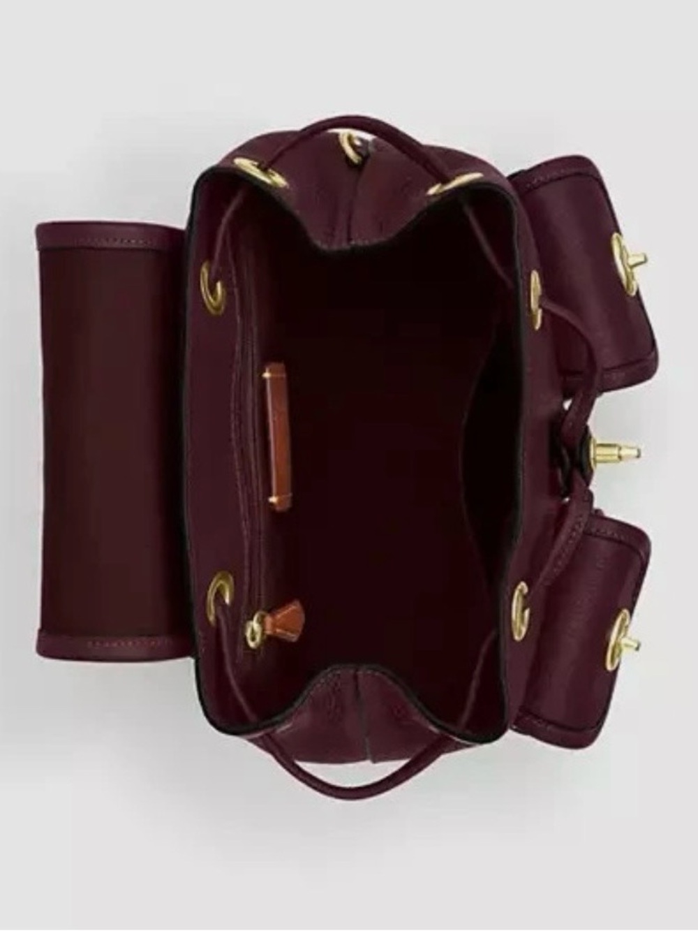 Coach Hadley Backpack Pebble Leather Gold Dark Wine - Picture 9 of 12
